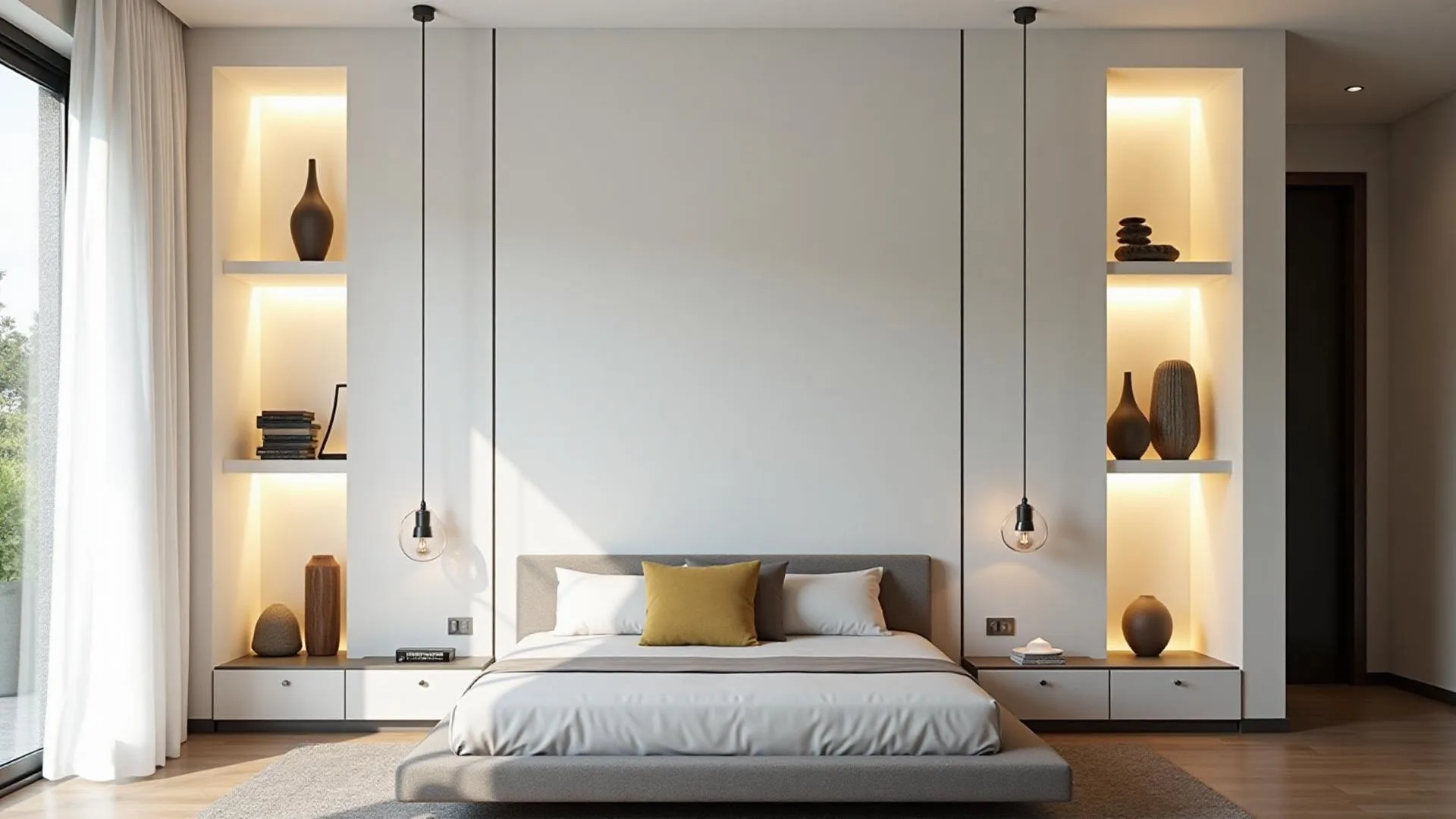 Nichos decorativos de gesso com iluminação LED embutida Campinas - painel 3D moderno